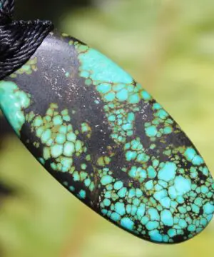 Big Tibetian Turquoise Pendant Talisman,Australian Handmade tropical cord, Healing Crystal jewelry,  charged oldest rainforest on earth