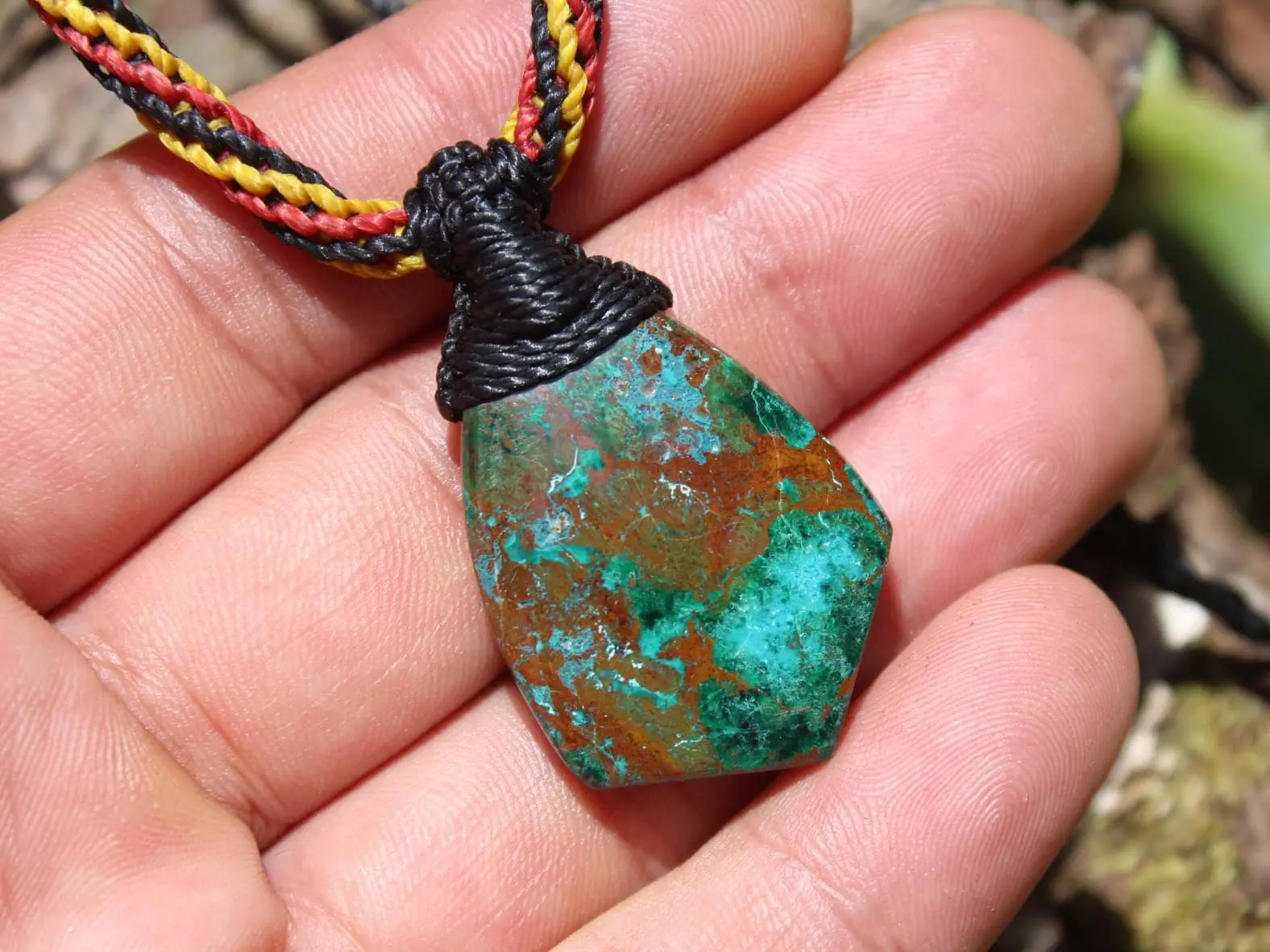 AUSTRALIAN CHRYSOCOLLA Pendant,Natural Malachite Necklace, Malachite Gemstone Pendant, beach jewelry, summer jewelry, surfer necklace - Image 3