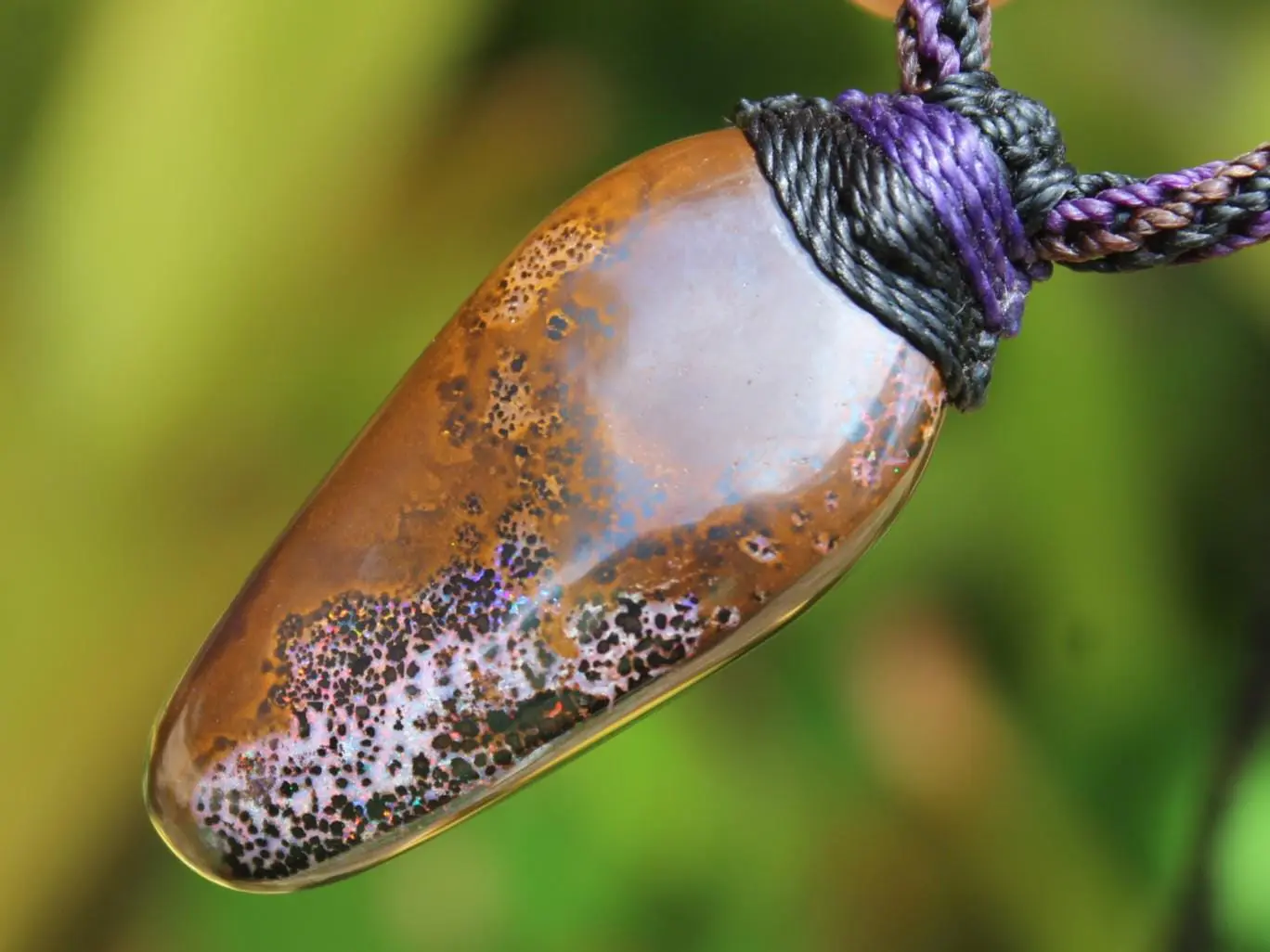 Fire Matrix Boulder Opal Necklace ,Australian made tribal Solid Australian Red Opal pendant, Reiki Opal Healing Crystal Pendant Talisman - Image 6