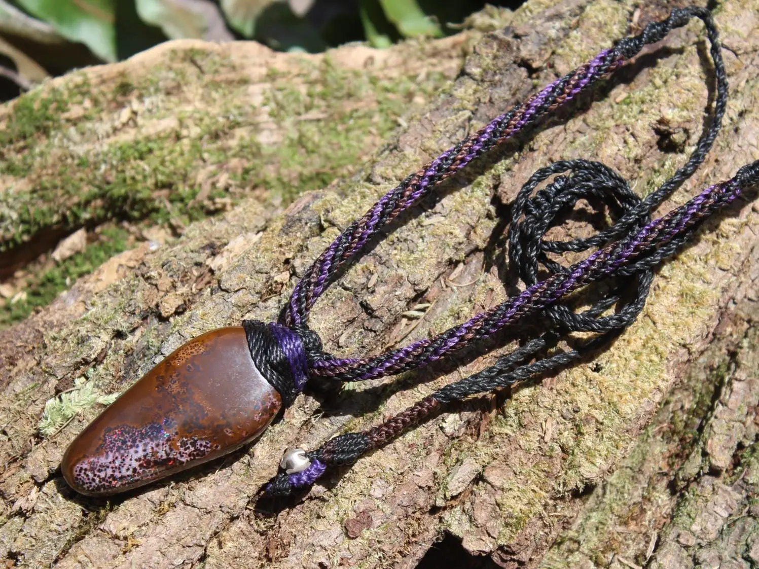 Fire Matrix Boulder Opal Necklace ,Australian made tribal Solid Australian Red Opal pendant, Reiki Opal Healing Crystal Pendant Talisman - Image 3