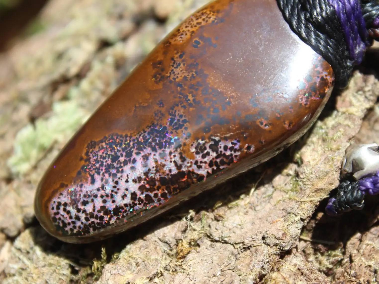 Fire Matrix Boulder Opal Necklace ,Australian made tribal Solid Australian Red Opal pendant, Reiki Opal Healing Crystal Pendant Talisman - Image 13