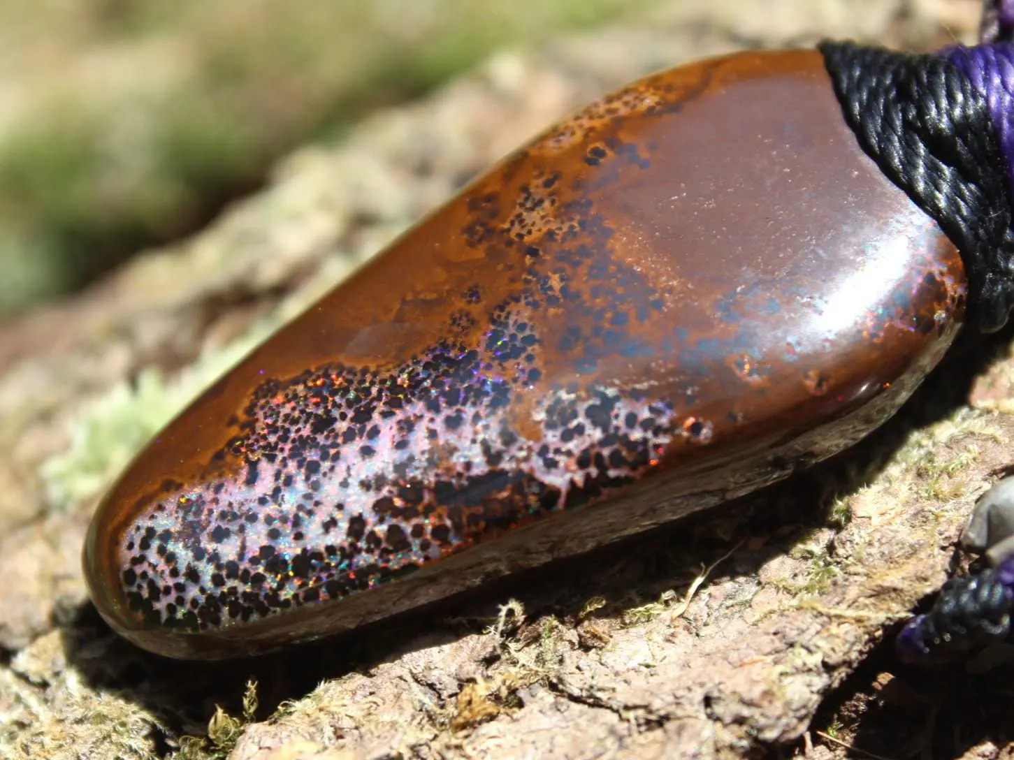 Fire Matrix Boulder Opal Necklace ,Australian made tribal Solid Australian Red Opal pendant, Reiki Opal Healing Crystal Pendant Talisman - Image 7