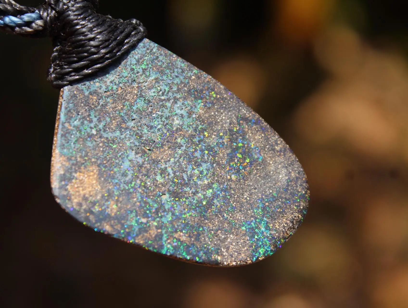 Australian Boulder Opal Necklace, Untreated Solid Boulder Opal Jewelry, Genuine Seam Opal Pendant, Statement Necklace, Perfect Gift for Her - Image 8