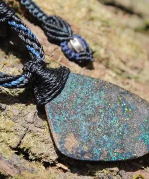 Alternative view of Australian Boulder Opal Necklace, Untreated Solid Boulder Opal Jewelry, Genuine Seam Opal Pendant, Statement Necklace, Perfect Gift for Her