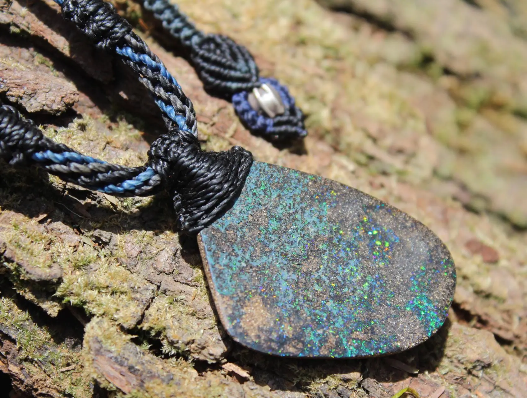 Australian Boulder Opal Necklace, Untreated Solid Boulder Opal Jewelry, Genuine Seam Opal Pendant, Statement Necklace, Perfect Gift for Her - Image 2