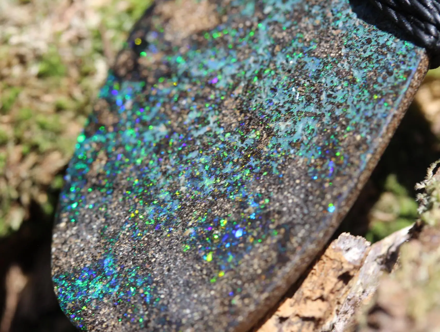 Australian Boulder Opal Necklace, Untreated Solid Boulder Opal Jewelry, Genuine Seam Opal Pendant, Statement Necklace, Perfect Gift for Her