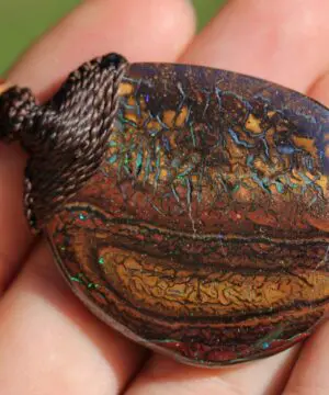 Alternative view of Kookaburra Fire Matrix OPAL Pendant Necklace, Australian Solid Boulder Opal jewelry, Australian Made Macrame Cord Healing Jewelry