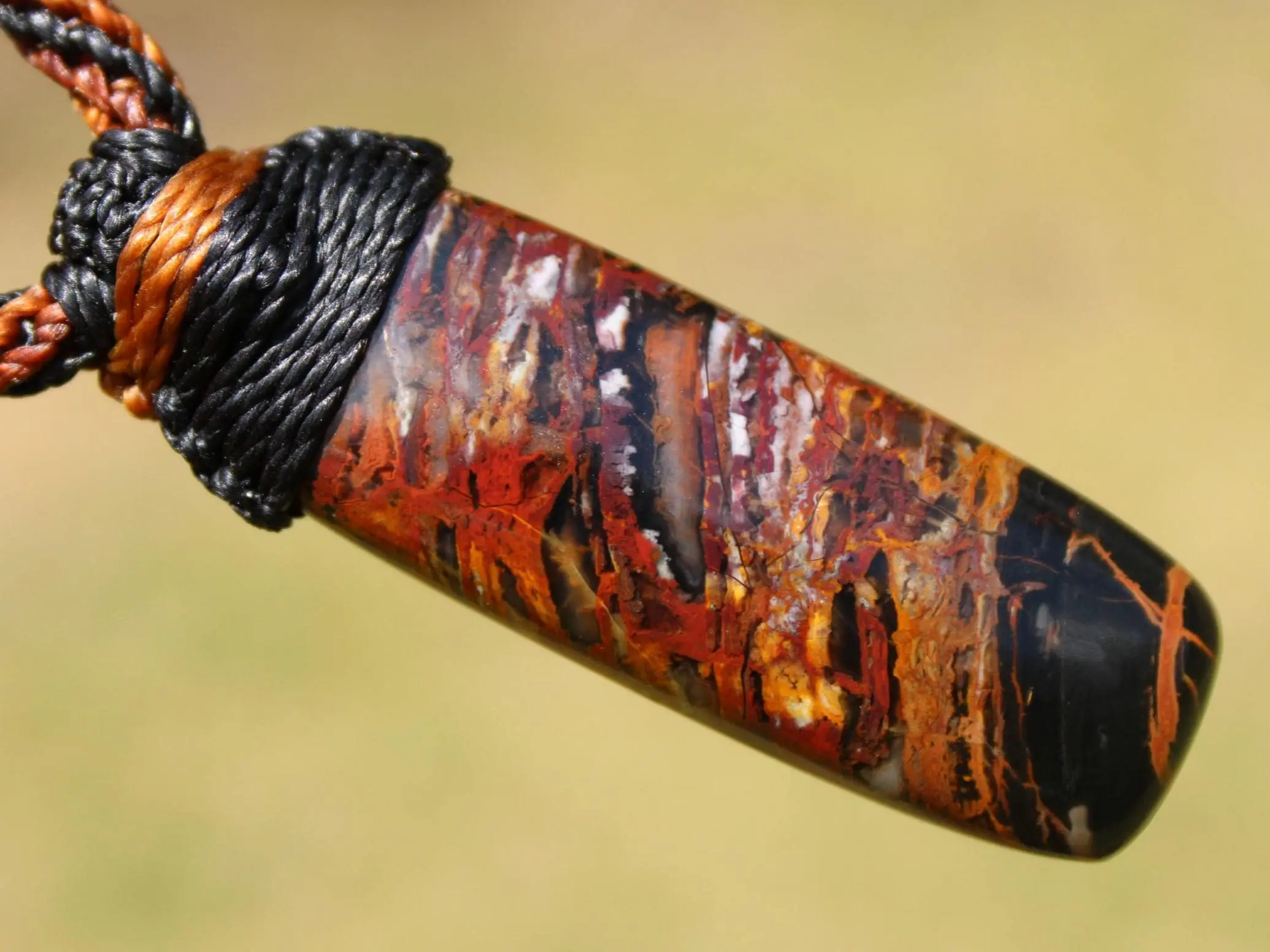 Australian Pilbara Jasper Pendant, Indigenous Jasper Graffiti Necklace, Australian made Macrame Cord, Aboriginal Outback Healing crystal - Image 2