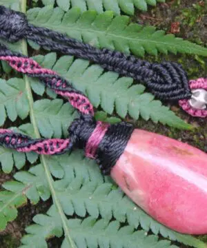 Australian RHODONITE pendant,Rhodonite Necklace, Elven Jewellery,Australian made Macrame Cord,Taurus,october birth stone,Pink stone