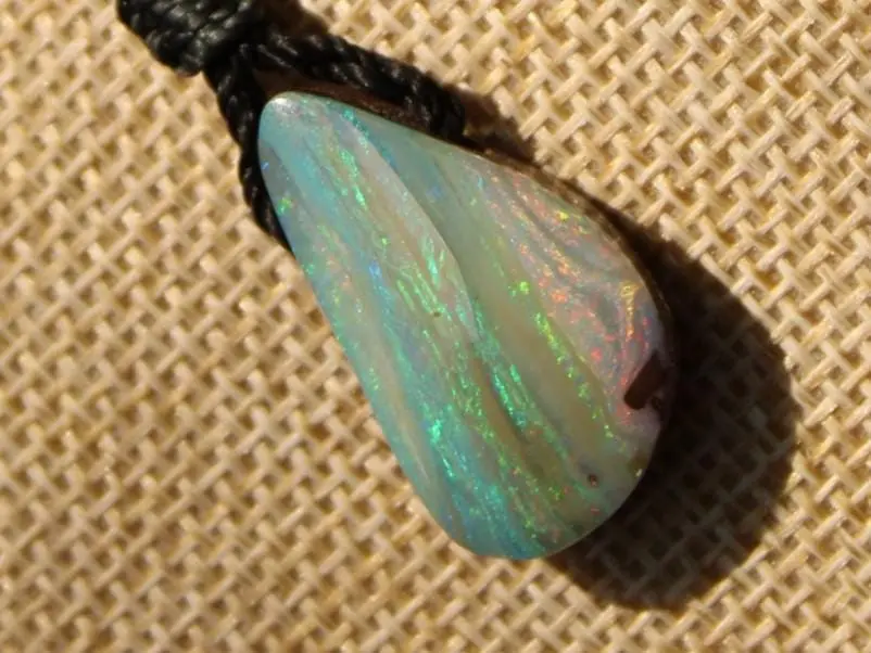 Australian Solid Seam Boulder Opal jewelry, Fire Matrix OPAL Pendant Necklace, Australian Made Macrame Cord Healing Jewelry - Image 9