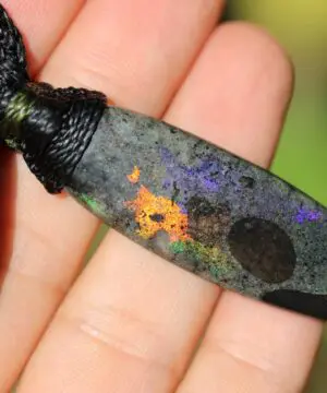 Alternative view of Black fire matrix FAIRY OPAL Necklace, Australian Opal Tribal Pendant, Burning Man Jewelry, Rainforest Crystal Alchemy Talisman Necklace