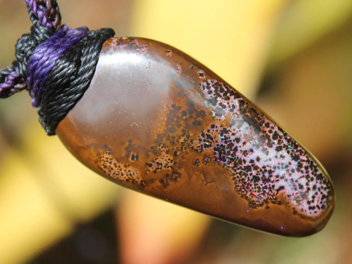 Fire Matrix Boulder Opal Necklace ,Australian made tribal Solid Australian Red Opal pendant, Reiki Opal Healing Crystal Pendant Talisman - Image 10