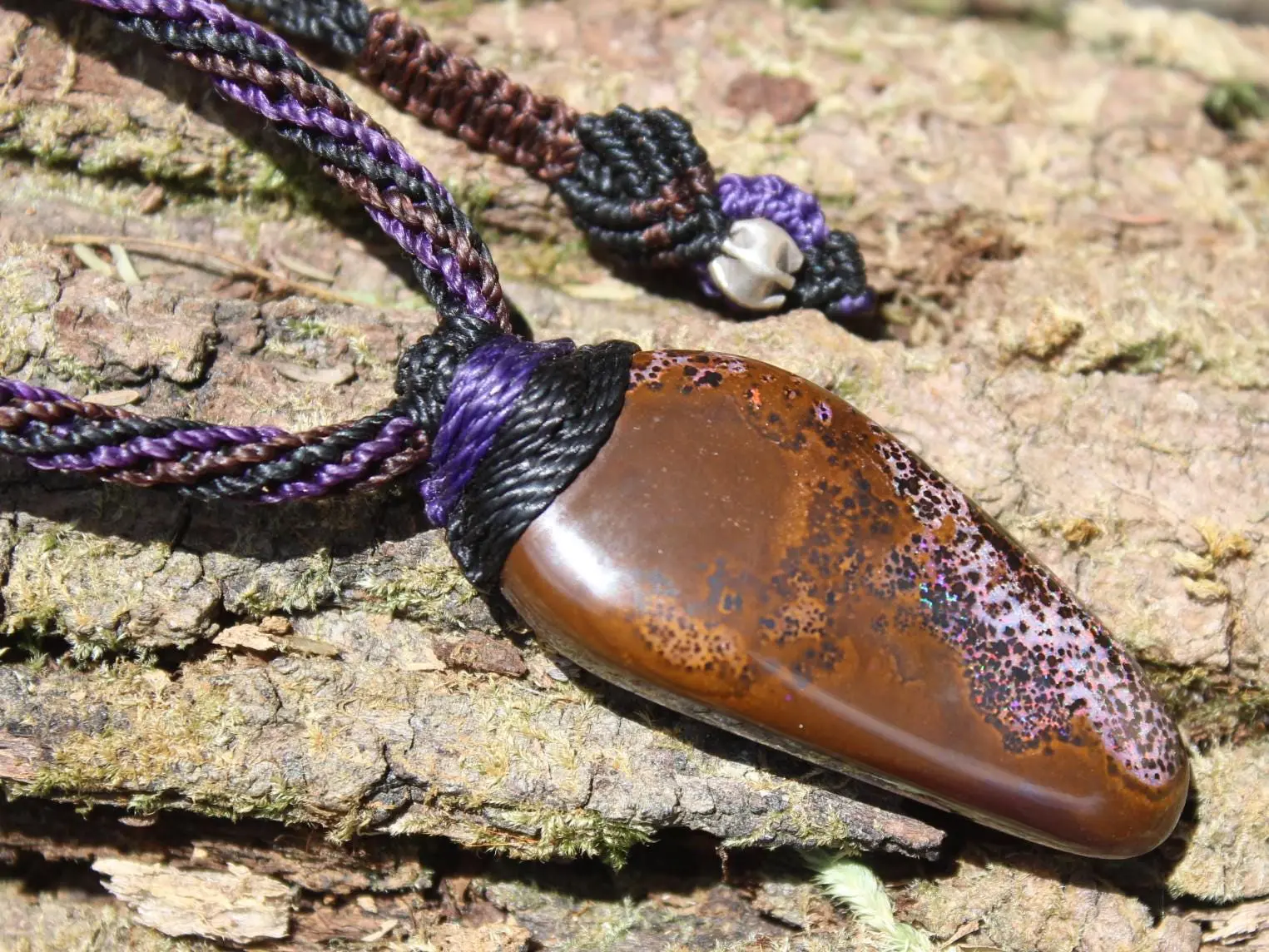 Fire Matrix Boulder Opal Necklace ,Australian made tribal Solid Australian Red Opal pendant, Reiki Opal Healing Crystal Pendant Talisman - Image 12