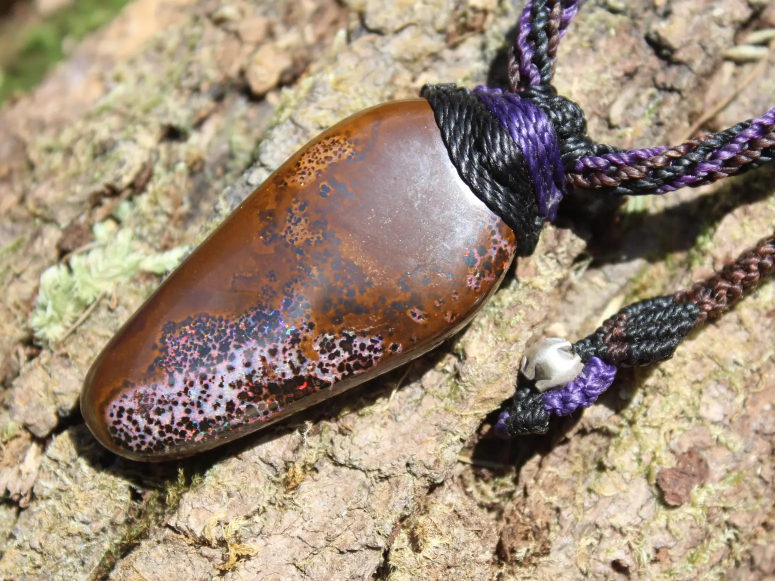 Fire Matrix Boulder Opal Necklace ,Australian made tribal Solid Australian Red Opal pendant, Reiki Opal Healing Crystal Pendant Talisman