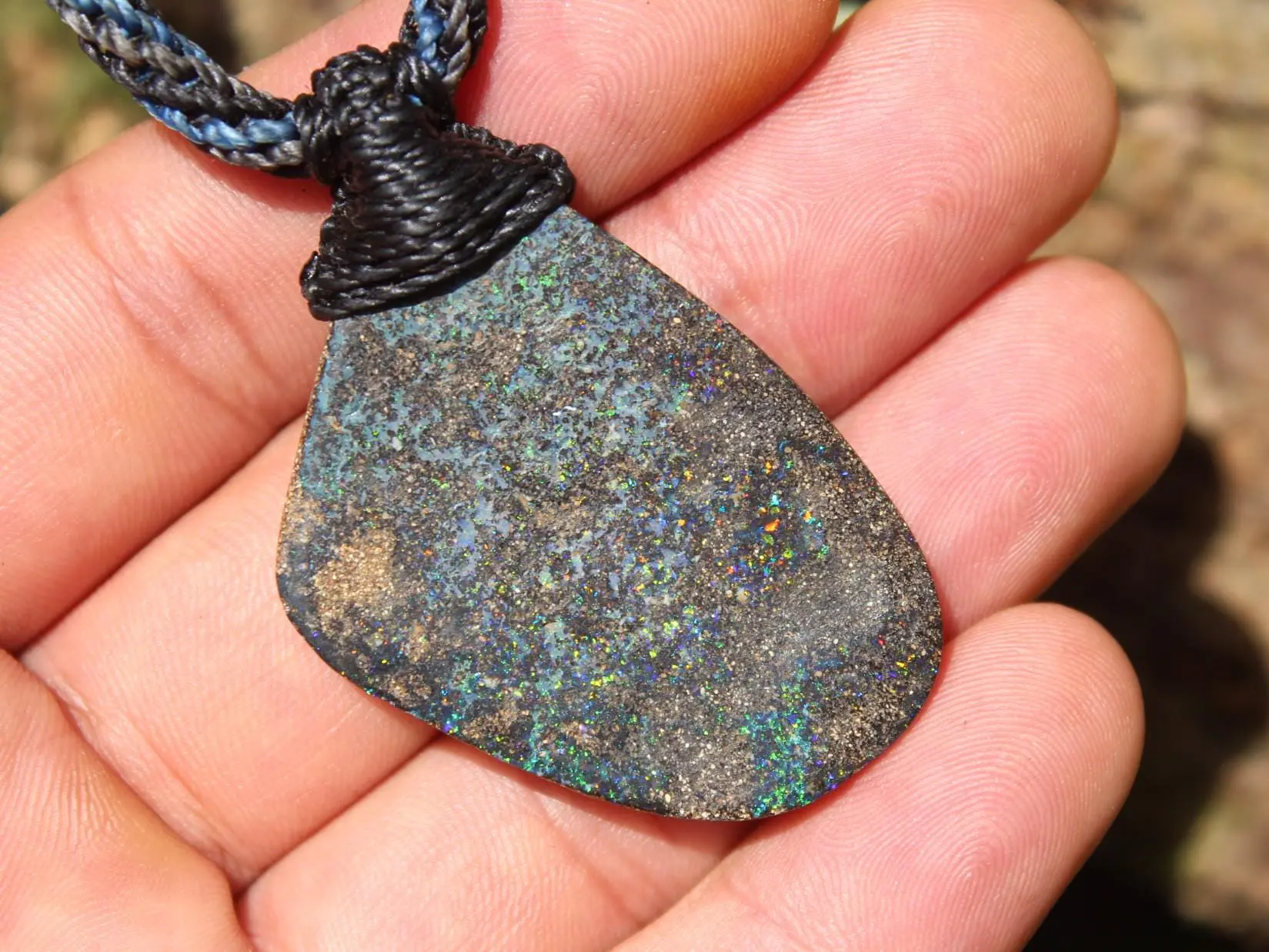 Australian Boulder Opal Necklace, Untreated Solid Boulder Opal Jewelry, Genuine Seam Opal Pendant, Statement Necklace, Perfect Gift for Her - Image 3
