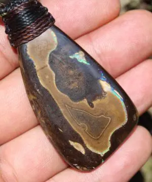 Alternative view of Australian Boulder Opal Necklace ,Australian made tribal Solid Australian Opal pendant, rainforest crystal Alchemy Healing Pendant Talisman