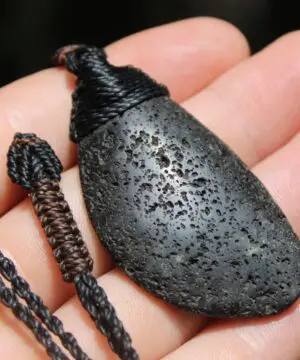 Alternative view of Australian Lava Rock Necklace • Volcanic Stone Pendant • Grounding Crystal Talisman • Handmade Vegan Jewelry on Australian Macrame Cord