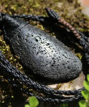 Australian Lava Rock Necklace • Volcanic Stone Pendant • Grounding Crystal Talisman • Handmade Vegan Jewelry on Australian Macrame Cord