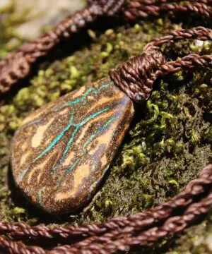 Australian boulder opal necklace, Australian made macrame cord natural jewelry, ethical sourced Australian opal jewelry, October birthstone
