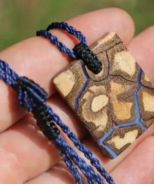 Alternative view of Australian Boulder OPAL Pendant Necklace, Australian Solid Boulder Opal jewelry, Australian Made Tropical Macrame Wax Cord Healing Jewelry