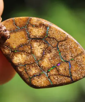 Australian Boulder OPAL Pendant Necklace, Australian Solid Boulder Opal jewelry, Australian Made Tropical Macrame Wax Cord Healing Jewelry