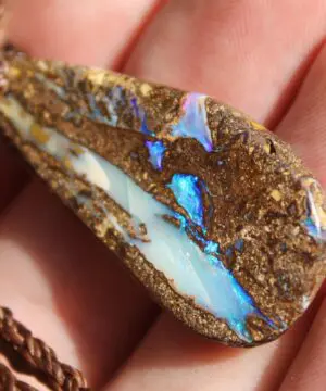 Alternative view of Australian Purple Boulder OPAL Pendant Necklace, Solid Boulder Opal jewelry, Australian Made Tropical Macrame Wax Cord Healing Jewelry