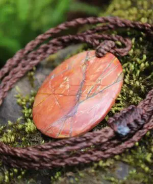 OutBack Scenic Jasper Pendant, Australian Made Macrame Cord  Jasper Necklace,Healing Crystal Jewelry, Real Stone Gift for him and for her