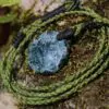Green Moss Agate Necklace, Australian made Elven Macrame Thin Cord Healing Crystal Jewelry, Moss Agate Quartz Pendant