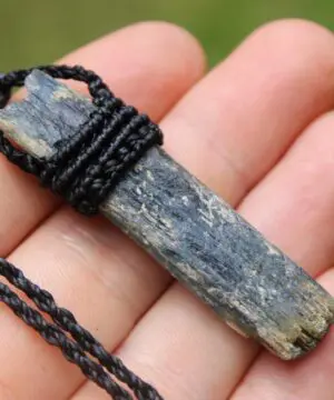 Alternative view of Australian KYANITE Necklace, Blue Indigo Kyanite Pendant,Elven Australian made Macrame Cord Healing Crystal Jewelry, Christmas gift idea
