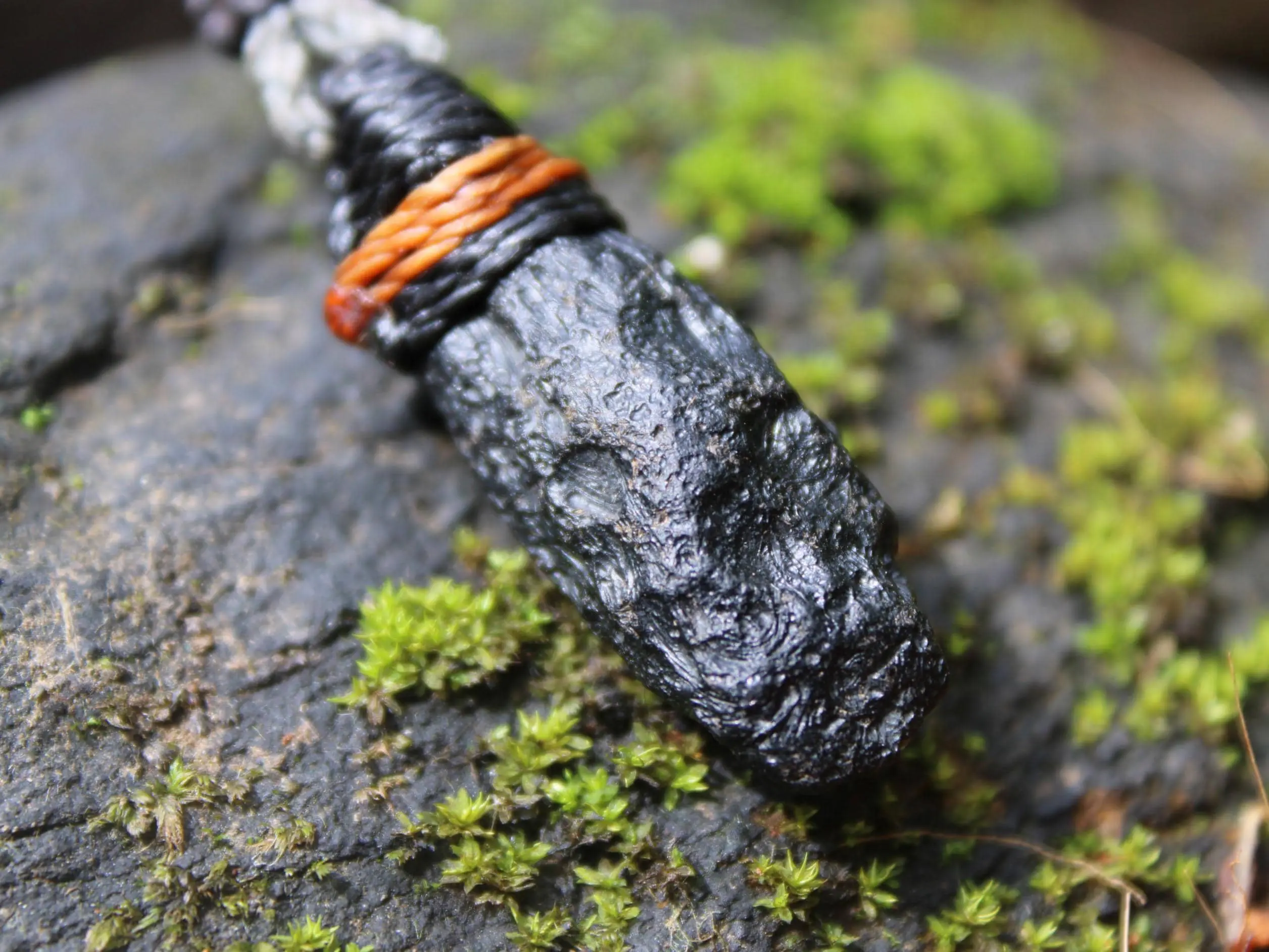 Australian Tektite, Australian made Macrame cord, Authentic Tektite Pendant Necklace,Healing crystal, macrame cord meteorite