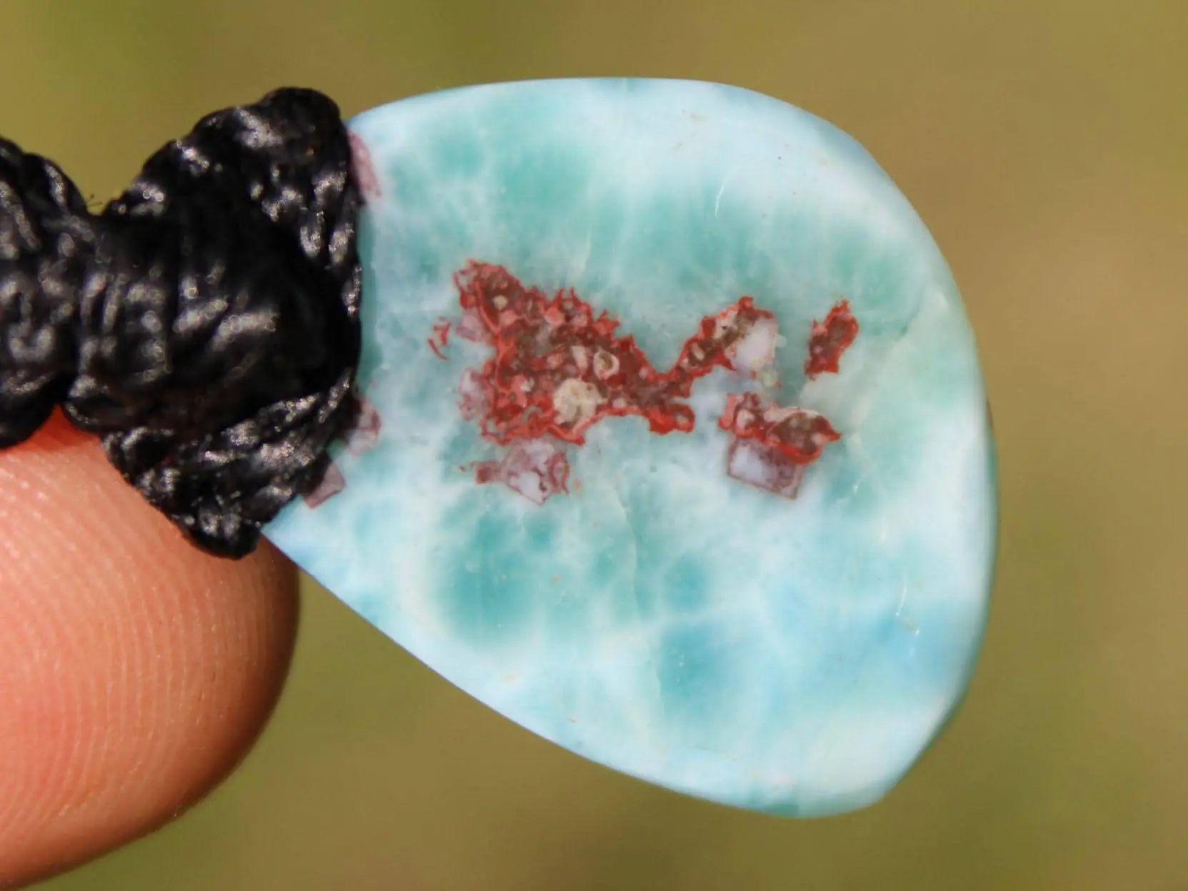 LARIMAR Pendant, Elven Talisman, Macrame Necklace, Burning man Jewelry,mermaid dolphin stone,Blue Stone Pendant, - Image 8