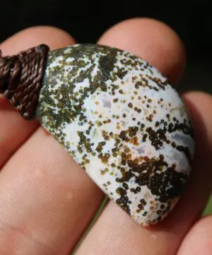 Alternative view of Elven Fossil Coral 8th vein OCEAN JASPER Pendant crystal Necklace, Gemstone Jewelry tropical Cord, beachy beach, summer necklace jewelry