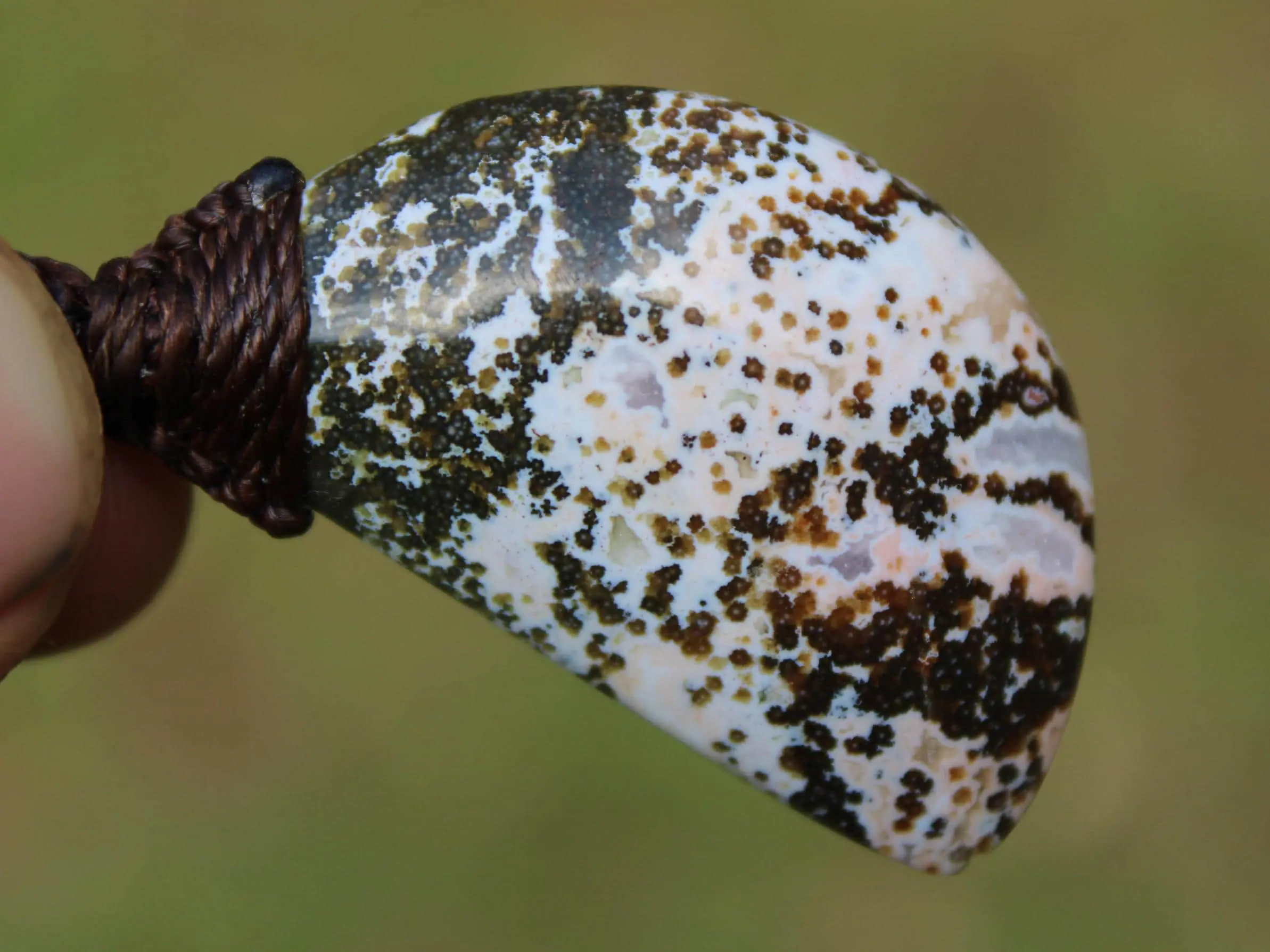 Elven Fossil Coral 8th vein OCEAN JASPER Pendant crystal Necklace, Gemstone Jewelry tropical Cord, beachy beach, summer necklace jewelry - Image 13