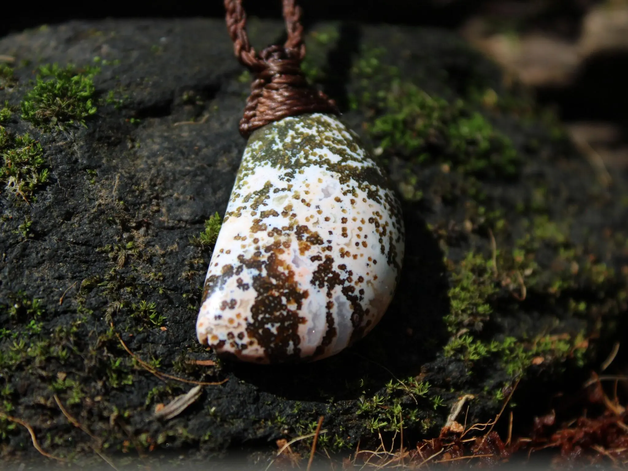 Elven Fossil Coral 8th vein OCEAN JASPER Pendant crystal Necklace, Gemstone Jewelry tropical Cord, beachy beach, summer necklace jewelry - Image 14