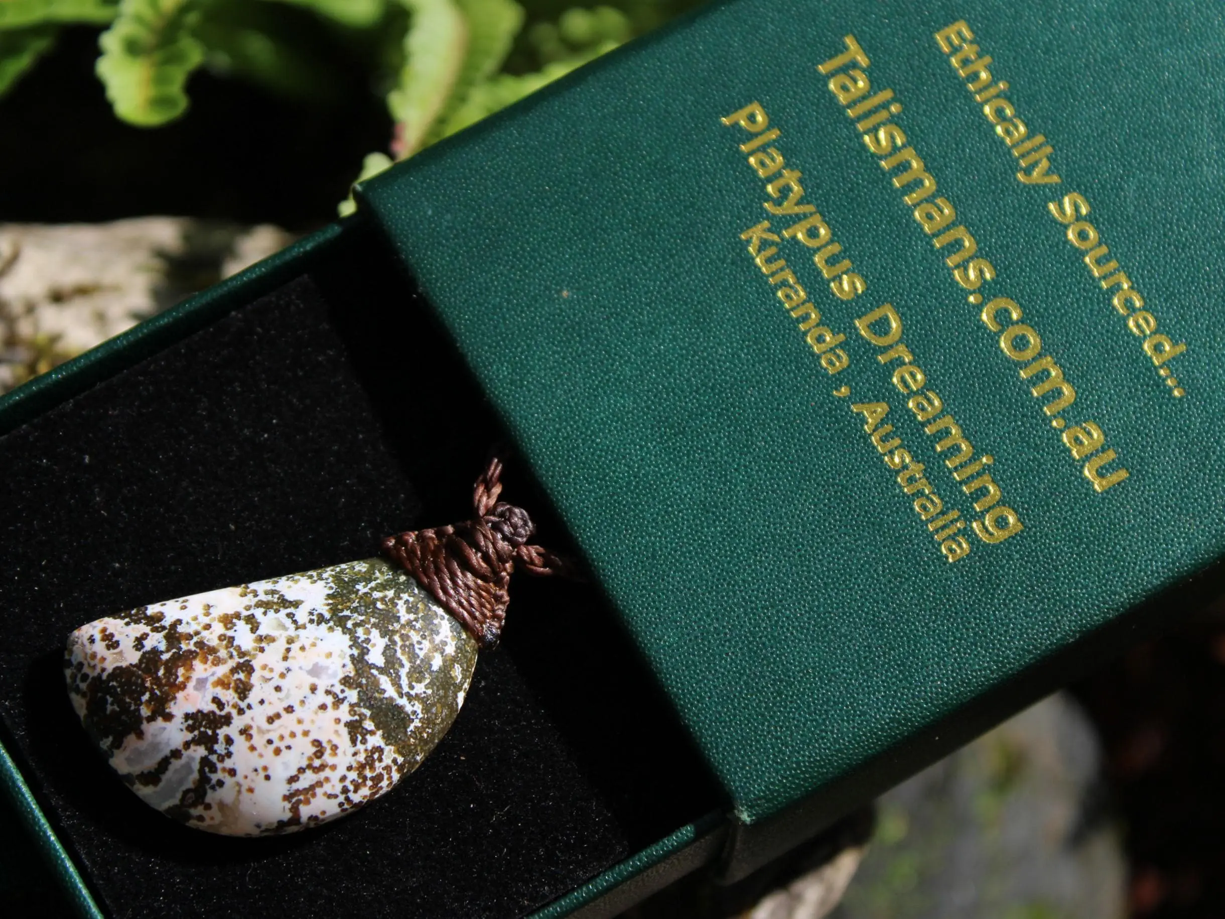 Elven Fossil Coral 8th vein OCEAN JASPER Pendant crystal Necklace, Gemstone Jewelry tropical Cord, beachy beach, summer necklace jewelry - Image 3