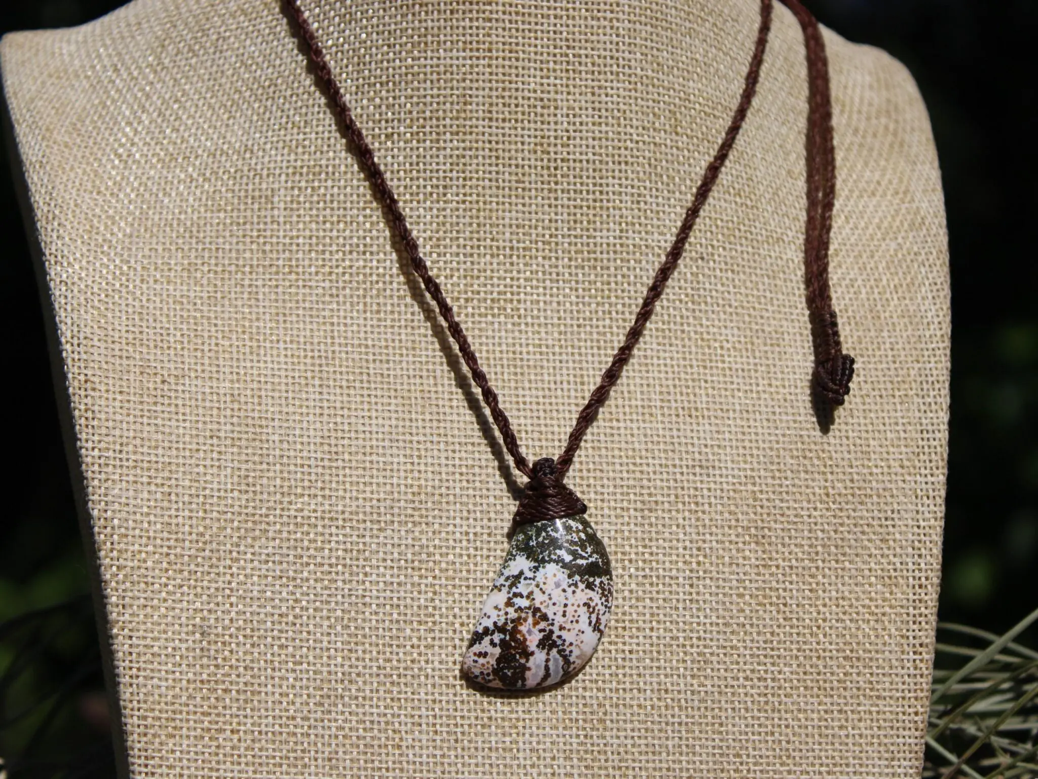 Elven Fossil Coral 8th vein OCEAN JASPER Pendant crystal Necklace, Gemstone Jewelry tropical Cord, beachy beach, summer necklace jewelry - Image 5