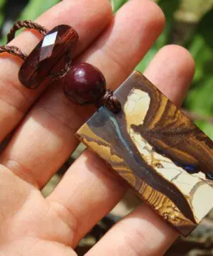 Alternative view of Australian multi stone boulder opal necklace ,australian tigereye and Mookaite jasper, Australian made healing summer jewelry gift for her