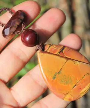 Alternative view of Australian Mookaite , Australian Jasper and Australian Tigereye tribal necklace talisman, Australian made Macrame Cord, Summer jewelry