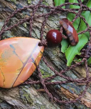 Australian Mookaite , Australian Jasper and Australian Tigereye tribal necklace talisman, Australian made Macrame Cord, Summer jewelry