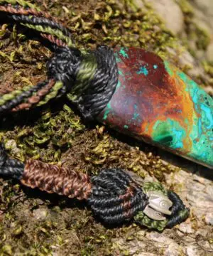 AUSTRALIAN Copper CHRYSOCOLLA Pendant, Natural Malachite Gem Silica Necklace, Australian made Macrame cord, green stone Gemstone Pendant