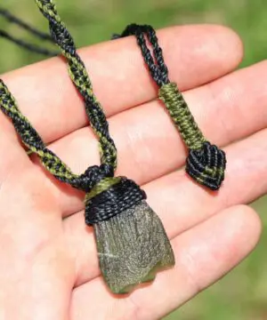 Alternative view of Genuine Moldavite Pendant, Raw Real Rough Moldavite Necklace, Authentic Moldavite Green Stone Jewelry, Elven Crystal healing,Australian made