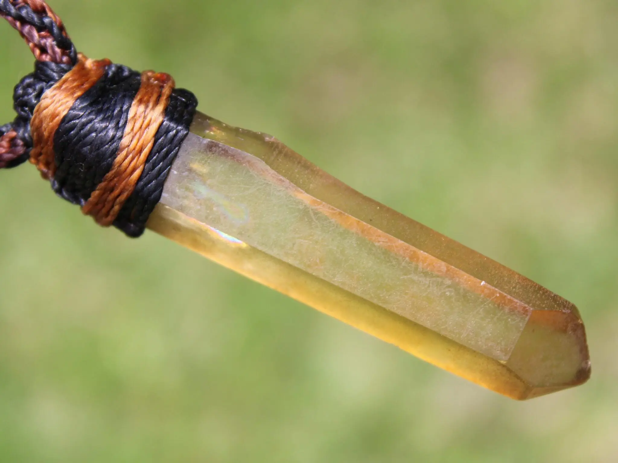 Raw Laser Citrine Pendant Necklace, Smoky Natural Yellow Quartz, Platypus Dreaming, Australian made Macrame Cord Healing Crystal Jewelry - Image 13