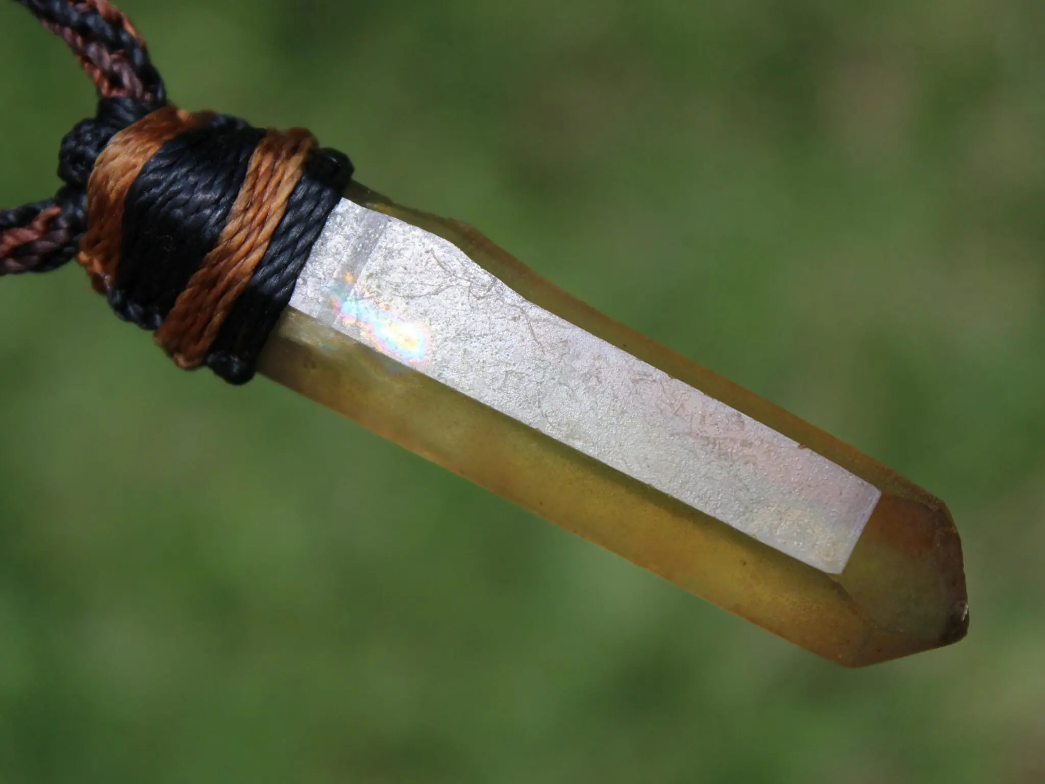 Raw Laser Citrine Pendant Necklace, Smoky Natural Yellow Quartz, Platypus Dreaming, Australian made Macrame Cord Healing Crystal Jewelry - Image 12