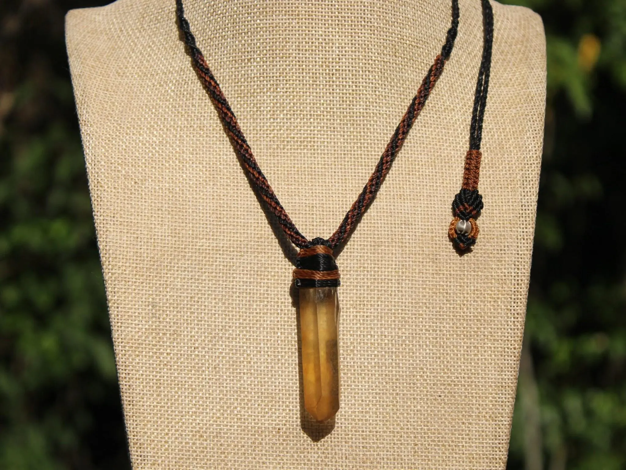 Raw Laser Citrine Pendant Necklace, Smoky Natural Yellow Quartz, Platypus Dreaming, Australian made Macrame Cord Healing Crystal Jewelry - Image 7