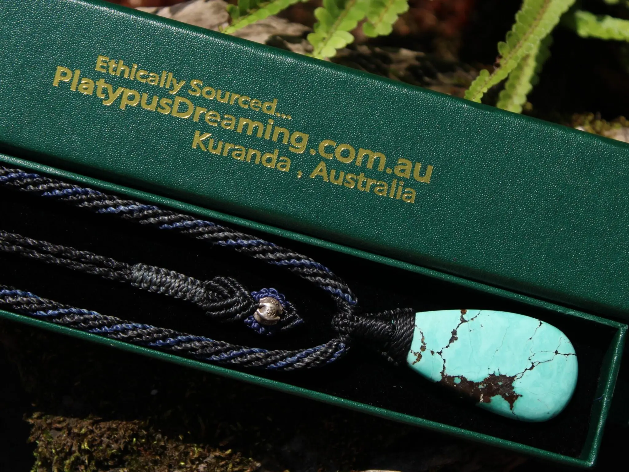 American Turquoise Pendant Talisman,Turquoise Necklace, Australian Made Macrame cord, Healing Crystal Jewelry, Elven Blue Stone - Image 4