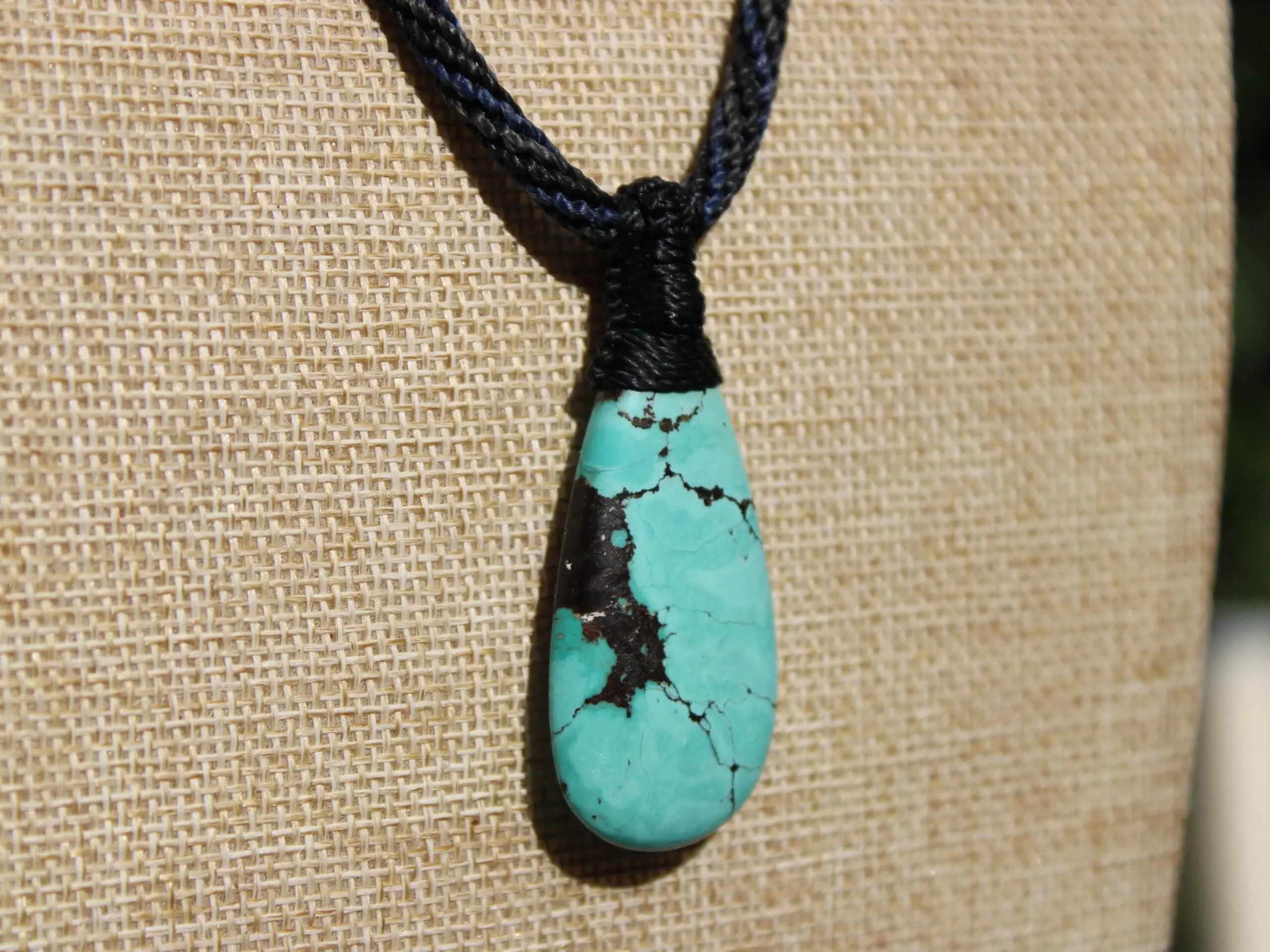 American Turquoise Pendant Talisman,Turquoise Necklace, Australian Made Macrame cord, Healing Crystal Jewelry, Elven Blue Stone - Image 9