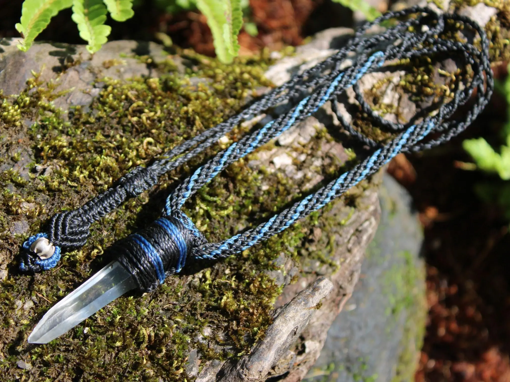 Diamantina Lemurian Singing Laser Wand Quartz Necklace,Elven Tribal Pendant,Australian made Macrame Cord Healing Crystal Jewelry,Raw crystal - Image 4