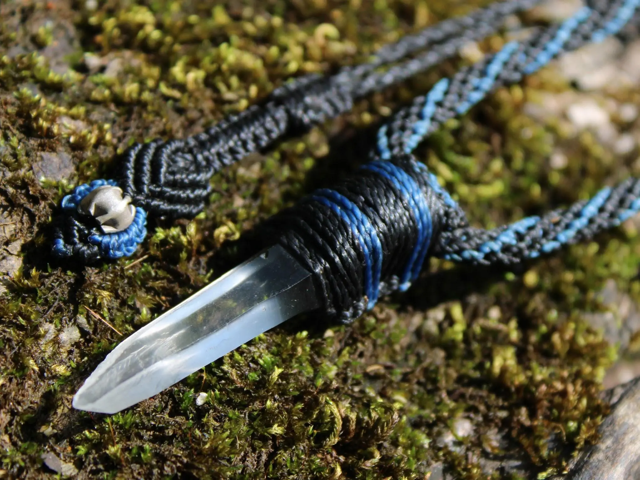 Diamantina Lemurian Singing Laser Wand Quartz Necklace,Elven Tribal Pendant,Australian made Macrame Cord Healing Crystal Jewelry,Raw crystal - Image 13