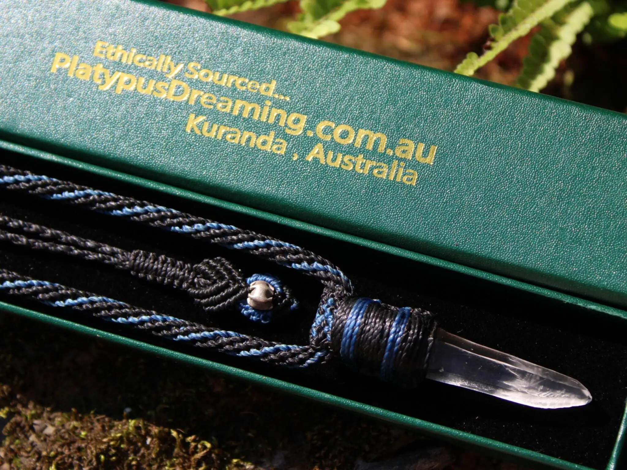 Diamantina Lemurian Singing Laser Wand Quartz Necklace,Elven Tribal Pendant,Australian made Macrame Cord Healing Crystal Jewelry,Raw crystal - Image 9