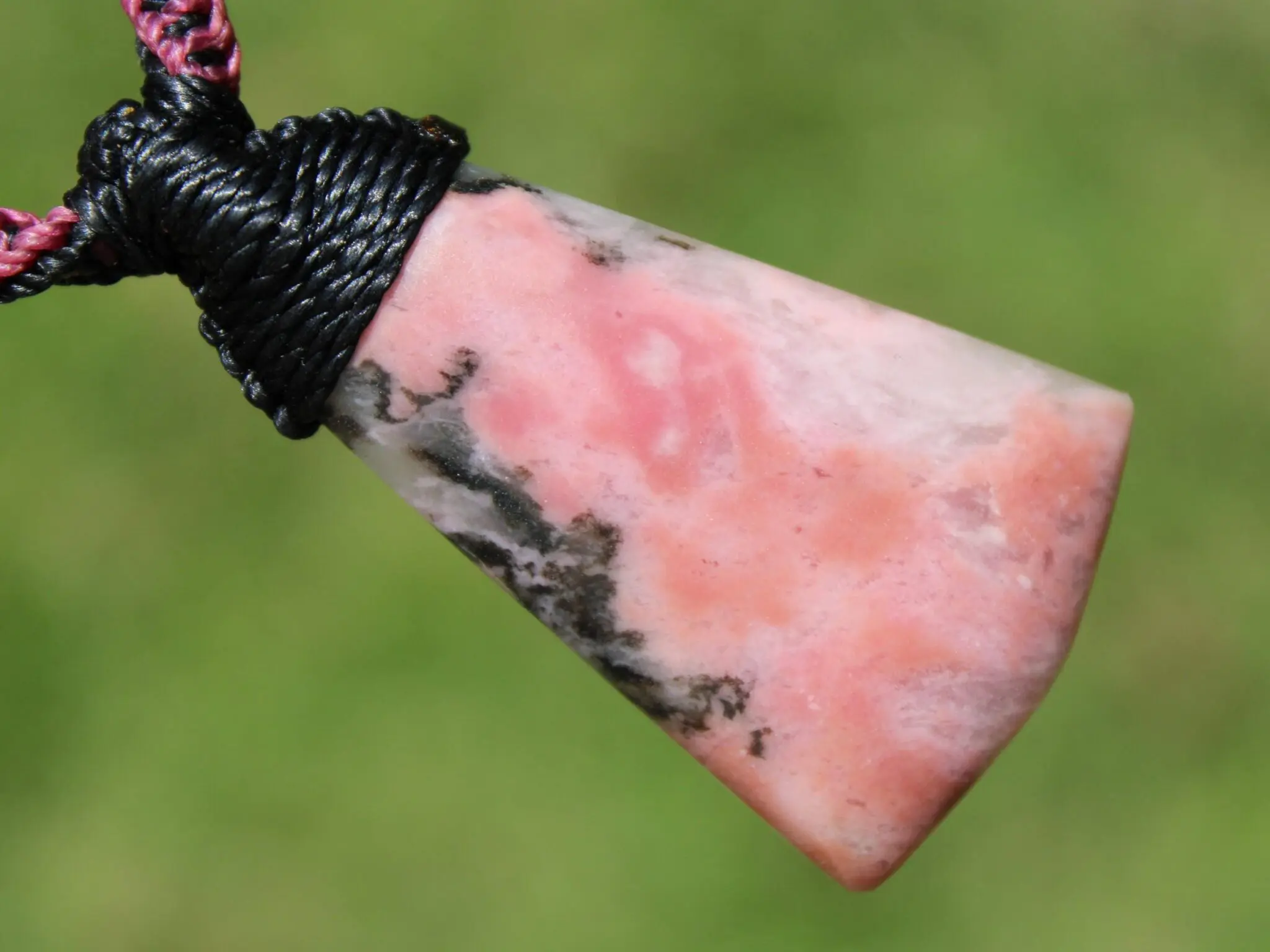 Elven Australian Rhodonite pendant, Australian Made Macrame Cord, Elf Healing Stone Talisman, Taurus, October birth stone, pink crystal - Image 8